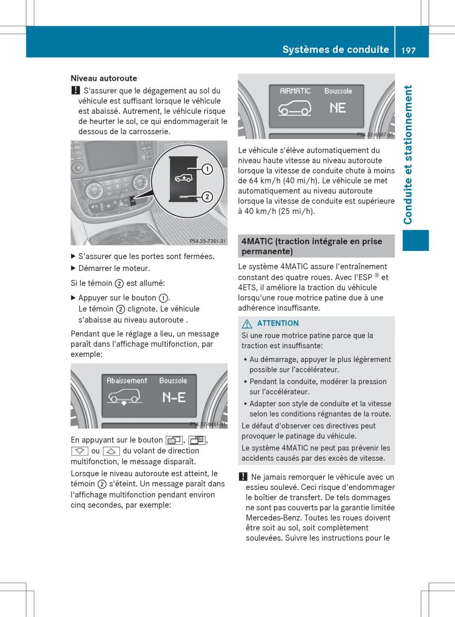 Mercedes Benz R Class manuel du proprietaire / page 199