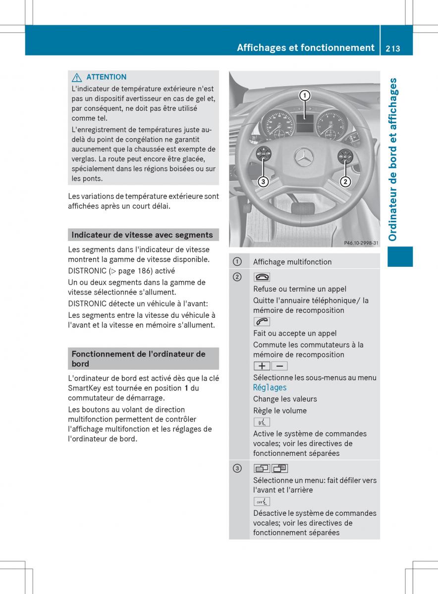 Mercedes Benz R Class manuel du proprietaire / page 215