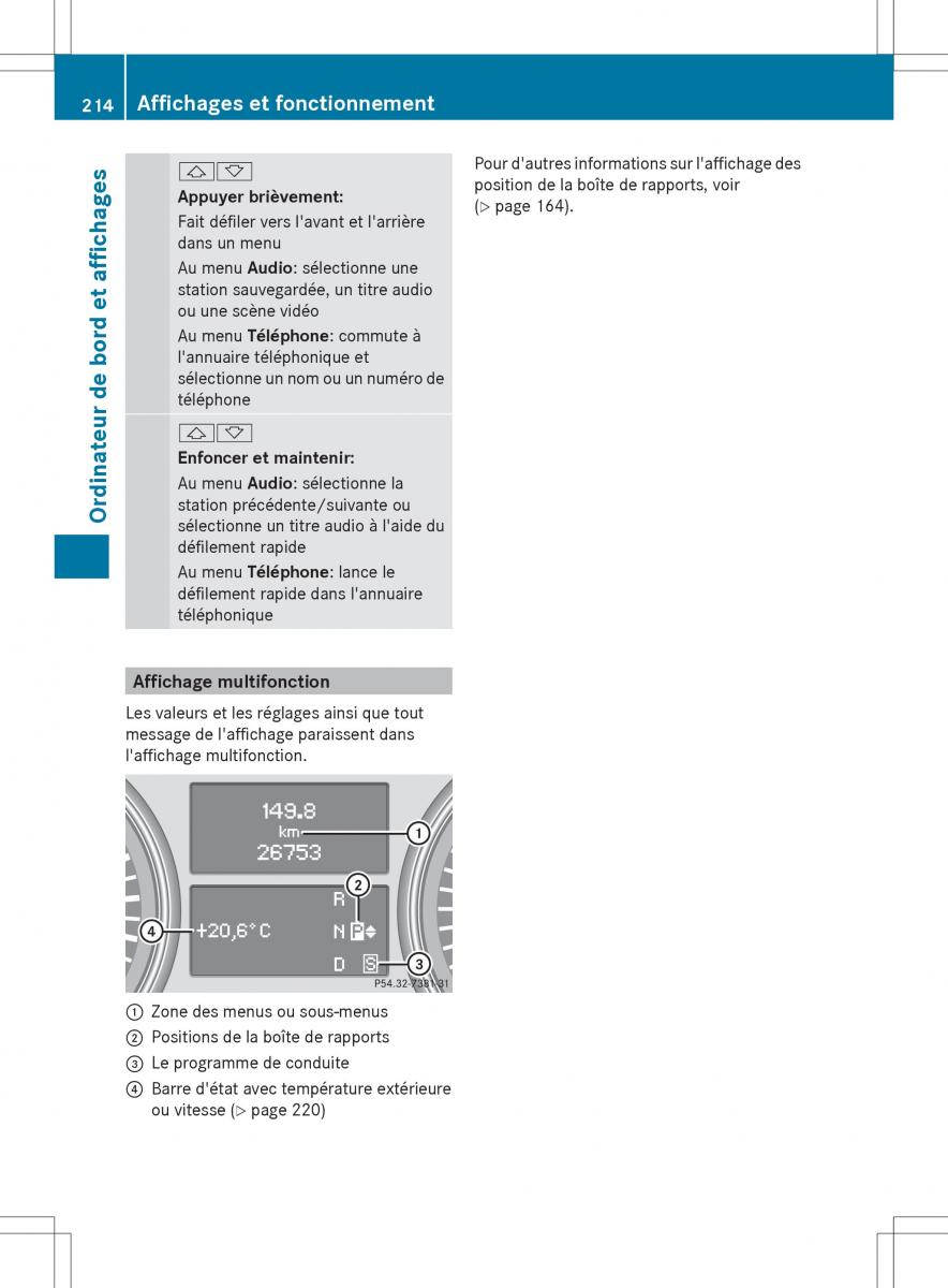 Mercedes Benz R Class manuel du proprietaire / page 216