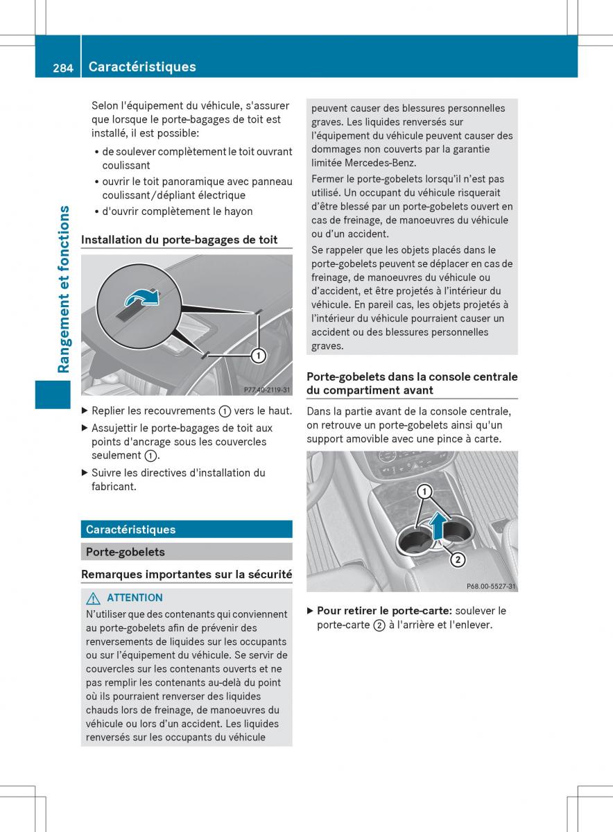 Mercedes Benz R Class manuel du proprietaire / page 286