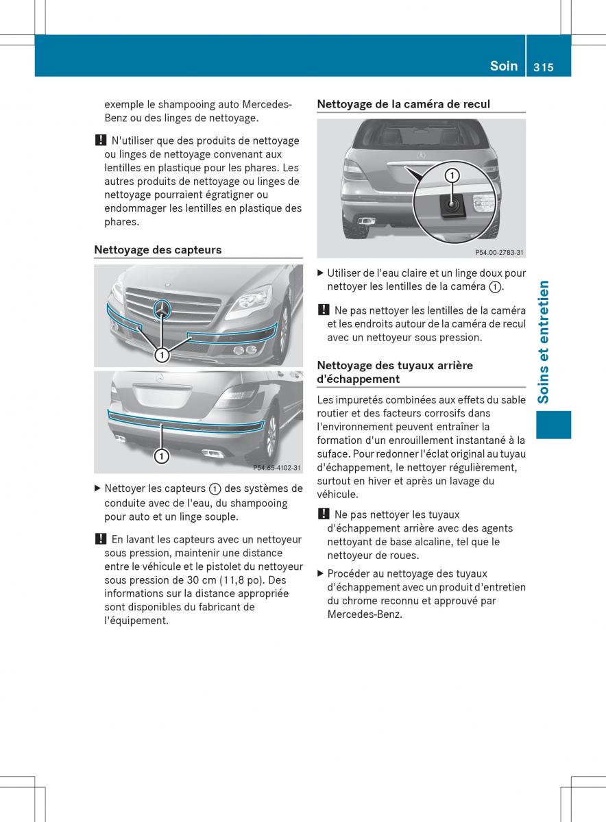 Mercedes Benz R Class manuel du proprietaire / page 317