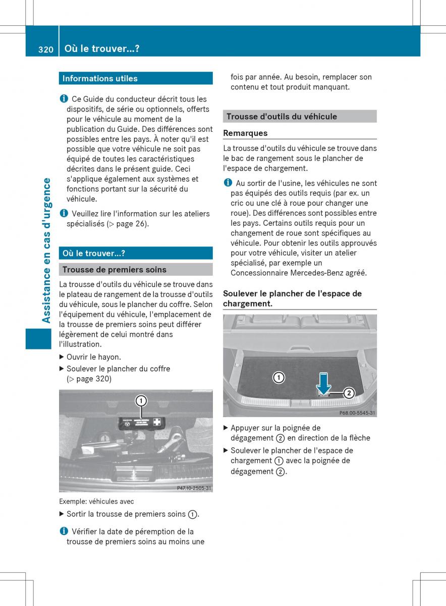 Mercedes Benz R Class manuel du proprietaire / page 322