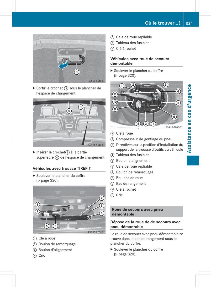 Mercedes Benz R Class manuel du proprietaire / page 323