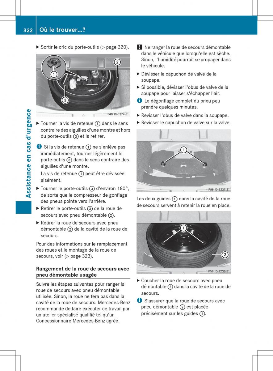 Mercedes Benz R Class manuel du proprietaire / page 324