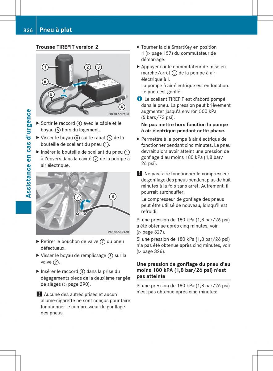 Mercedes Benz R Class manuel du proprietaire / page 328