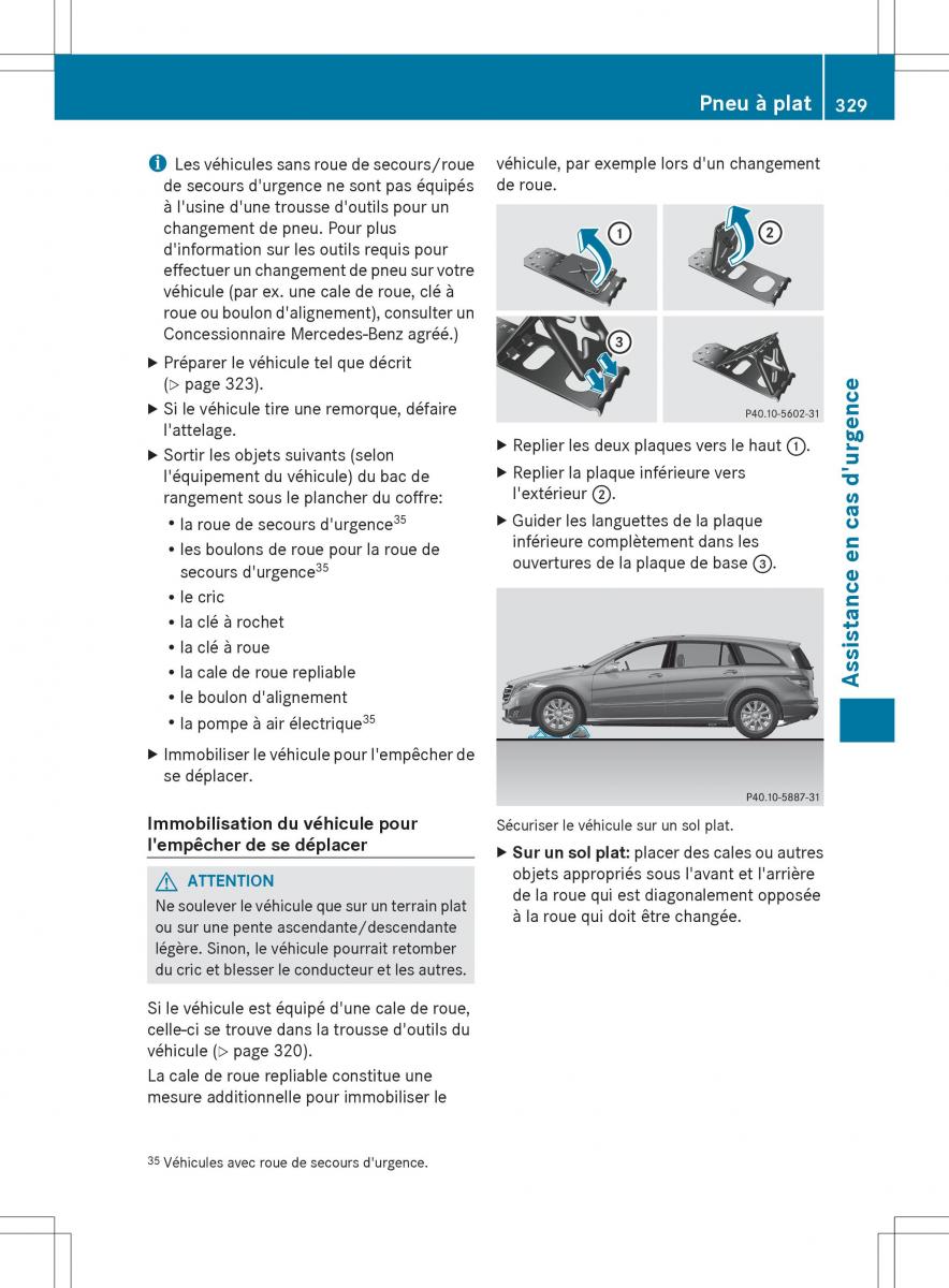 Mercedes Benz R Class manuel du proprietaire / page 331