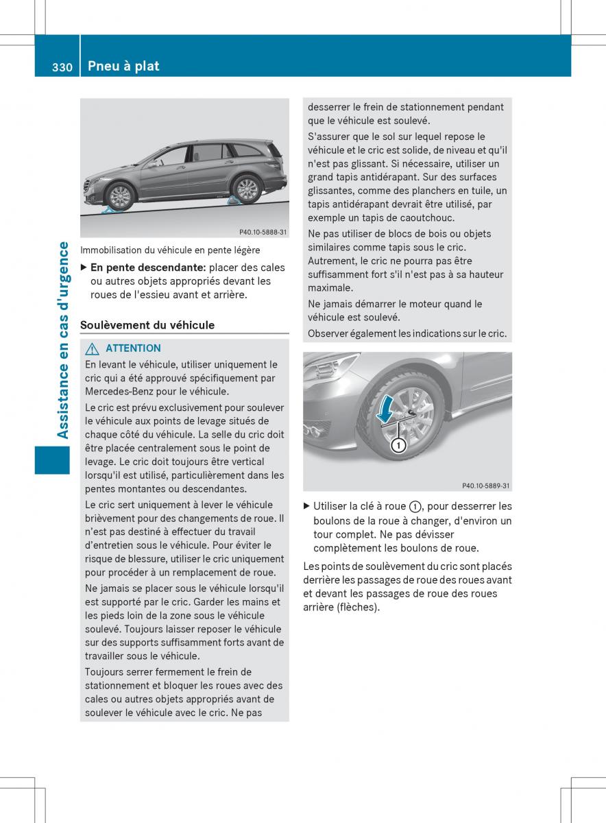 Mercedes Benz R Class manuel du proprietaire / page 332