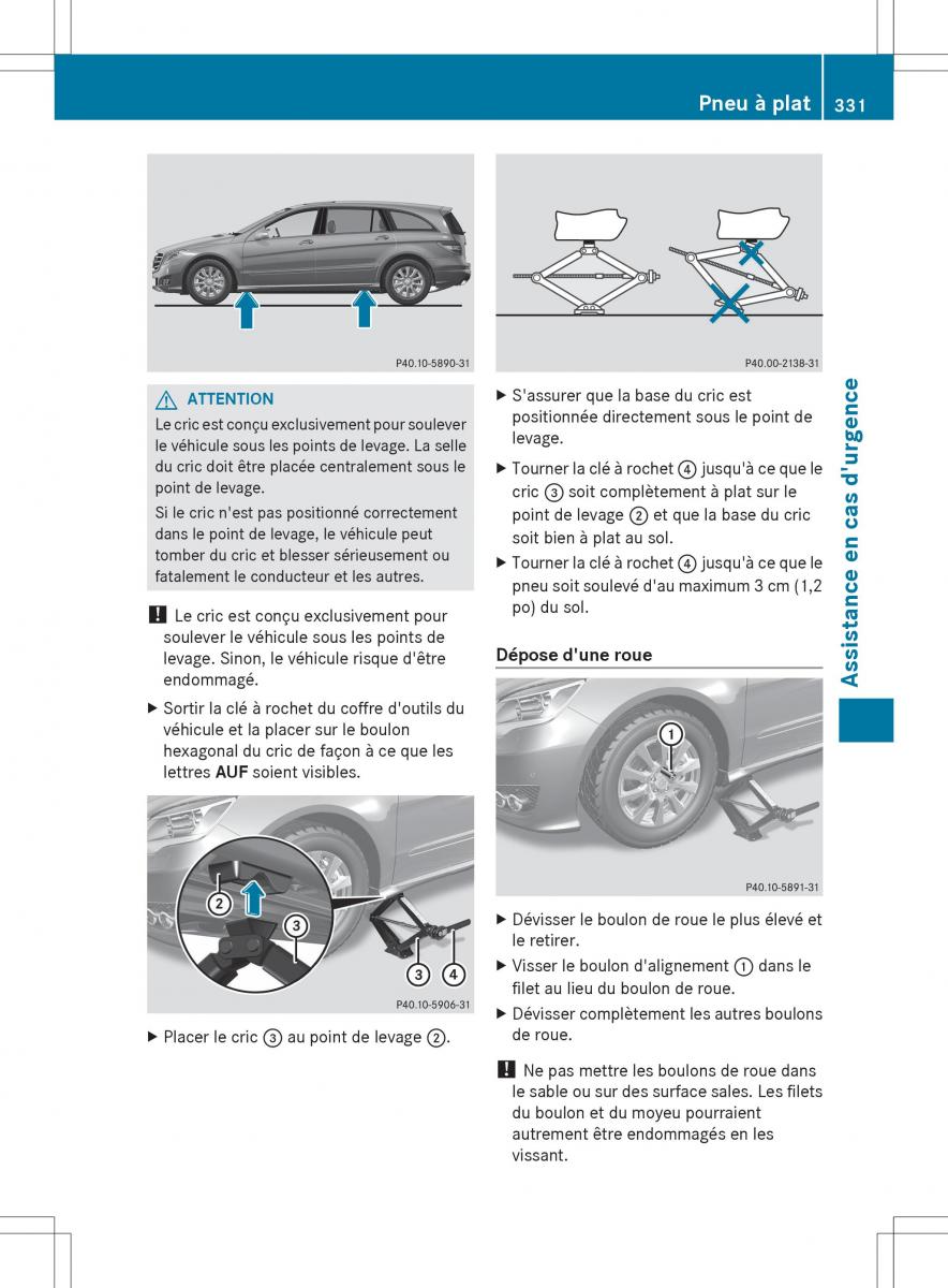 Mercedes Benz R Class manuel du proprietaire / page 333