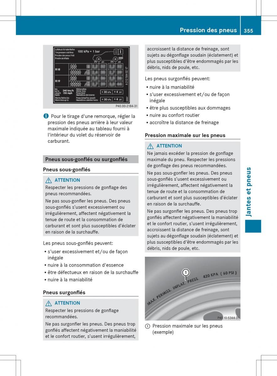 Mercedes Benz R Class manuel du proprietaire / page 357