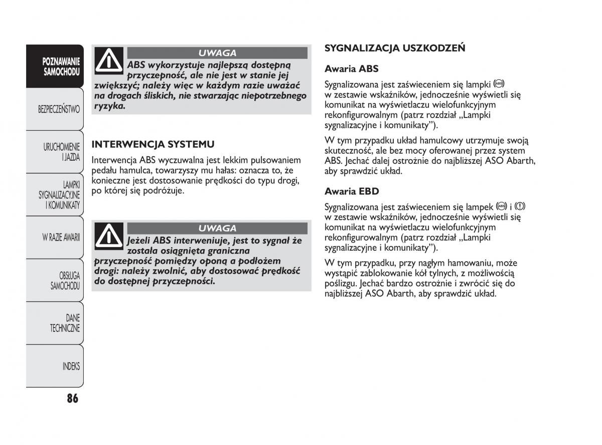 Abarth Punto instrukcja obslugi / page 87