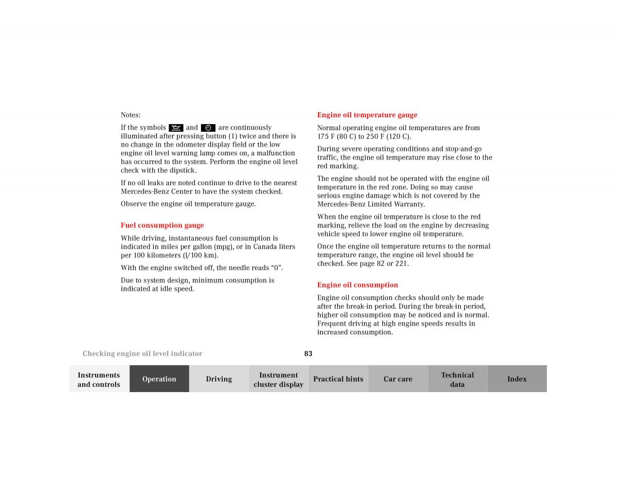 Mercedes Benz SL R129 owners manual / page 87