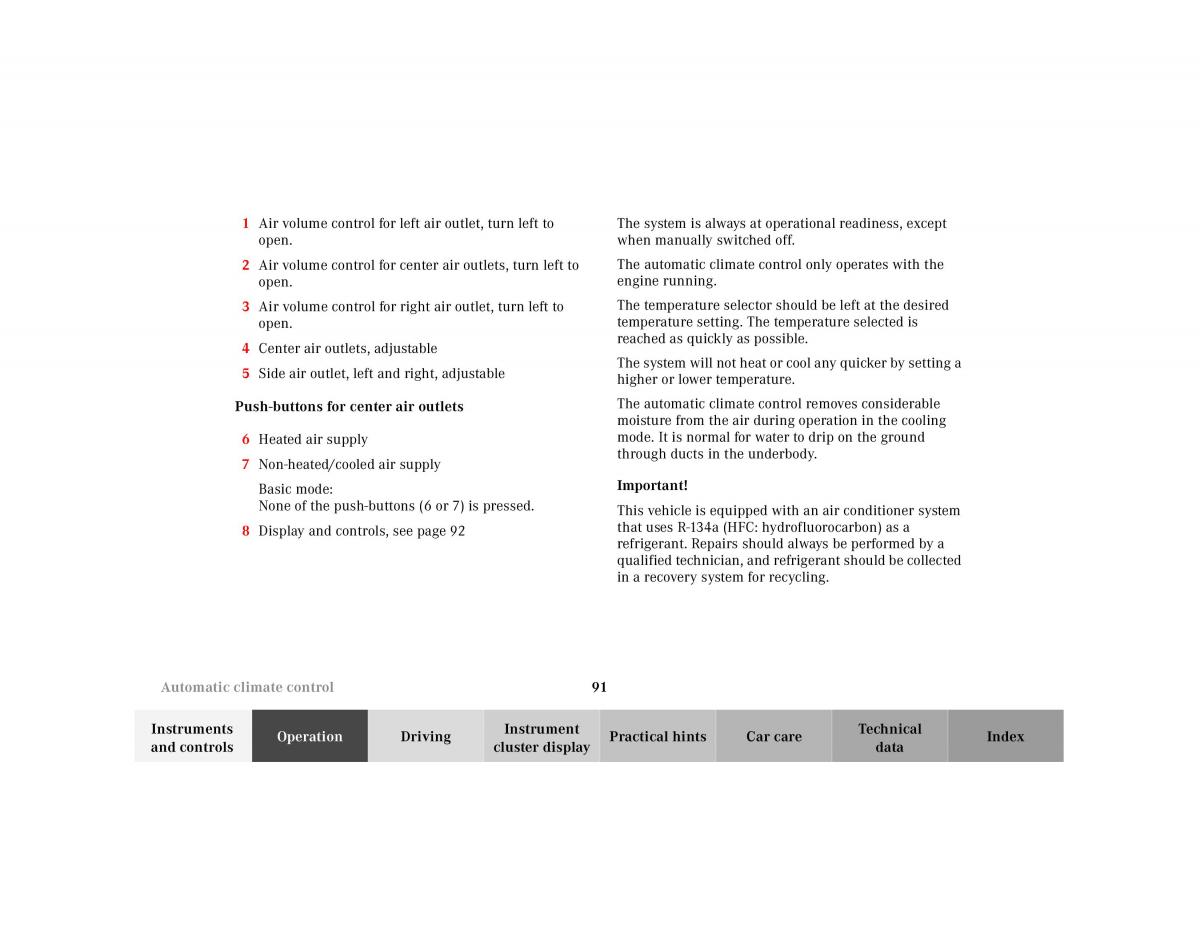 Mercedes Benz SL R129 owners manual / page 95