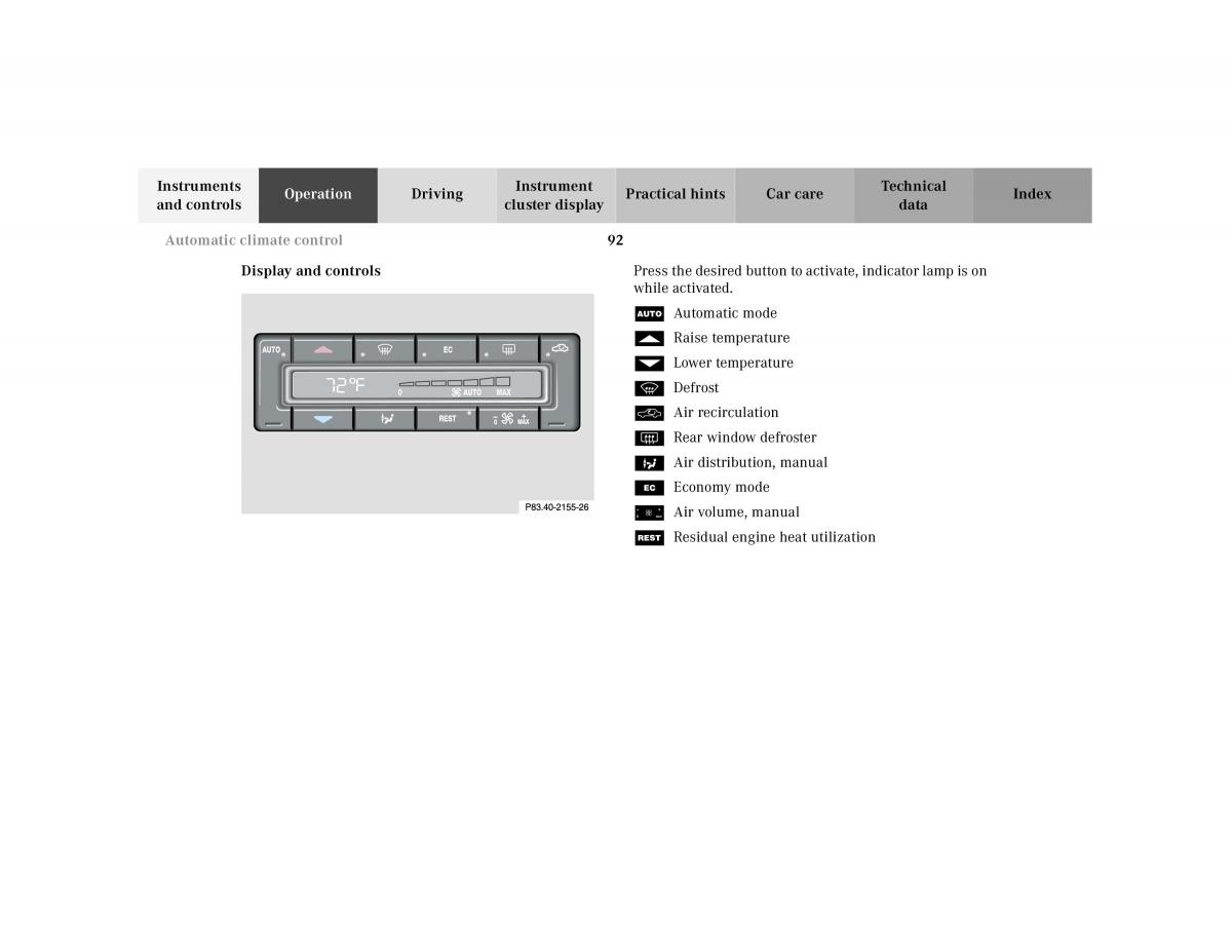 Mercedes Benz SL R129 owners manual / page 96