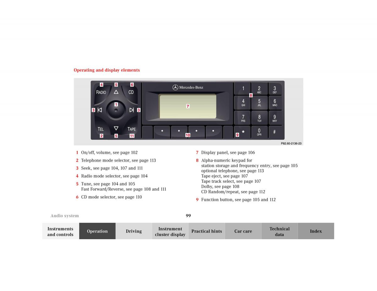 Mercedes Benz SL R129 owners manual / page 103