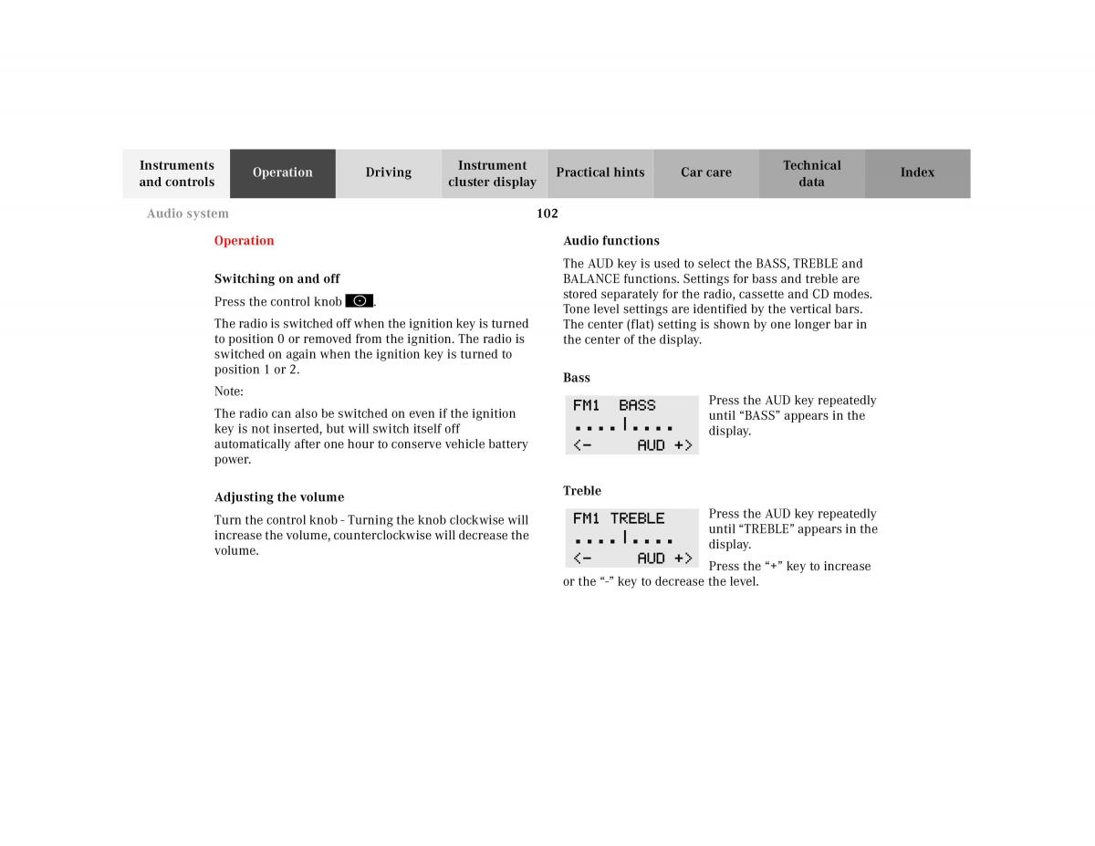 Mercedes Benz SL R129 owners manual / page 106