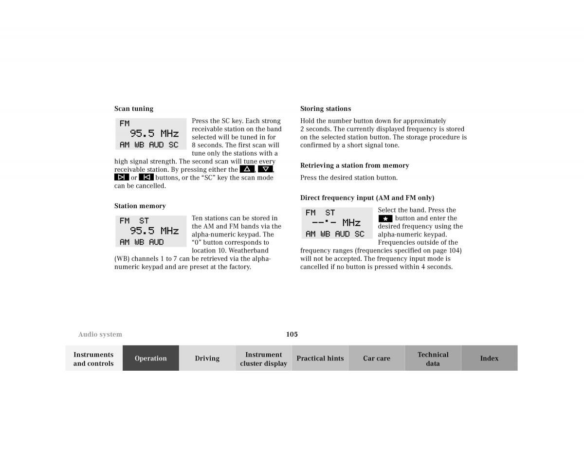 Mercedes Benz SL R129 owners manual / page 109