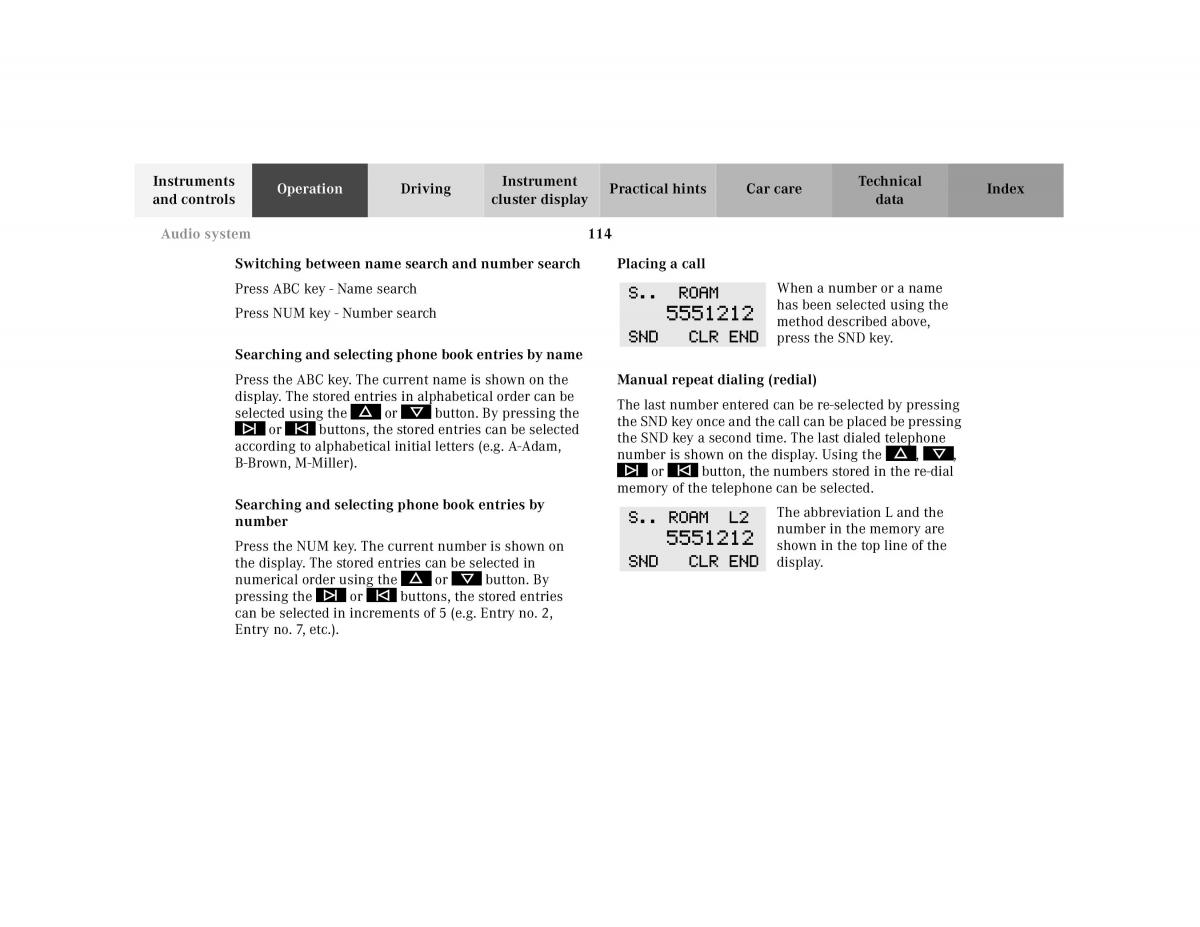 Mercedes Benz SL R129 owners manual / page 118