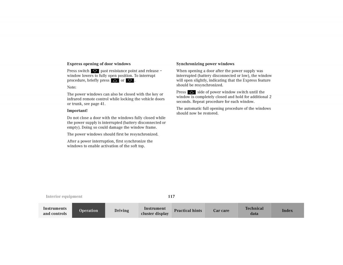 Mercedes Benz SL R129 owners manual / page 121