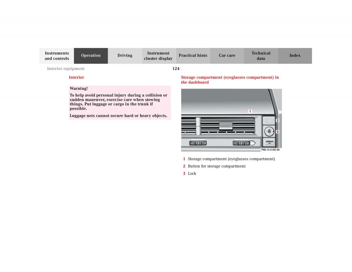 Mercedes Benz SL R129 owners manual / page 128