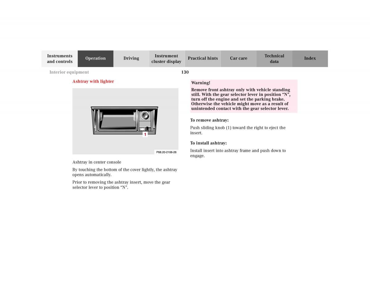 Mercedes Benz SL R129 owners manual / page 134