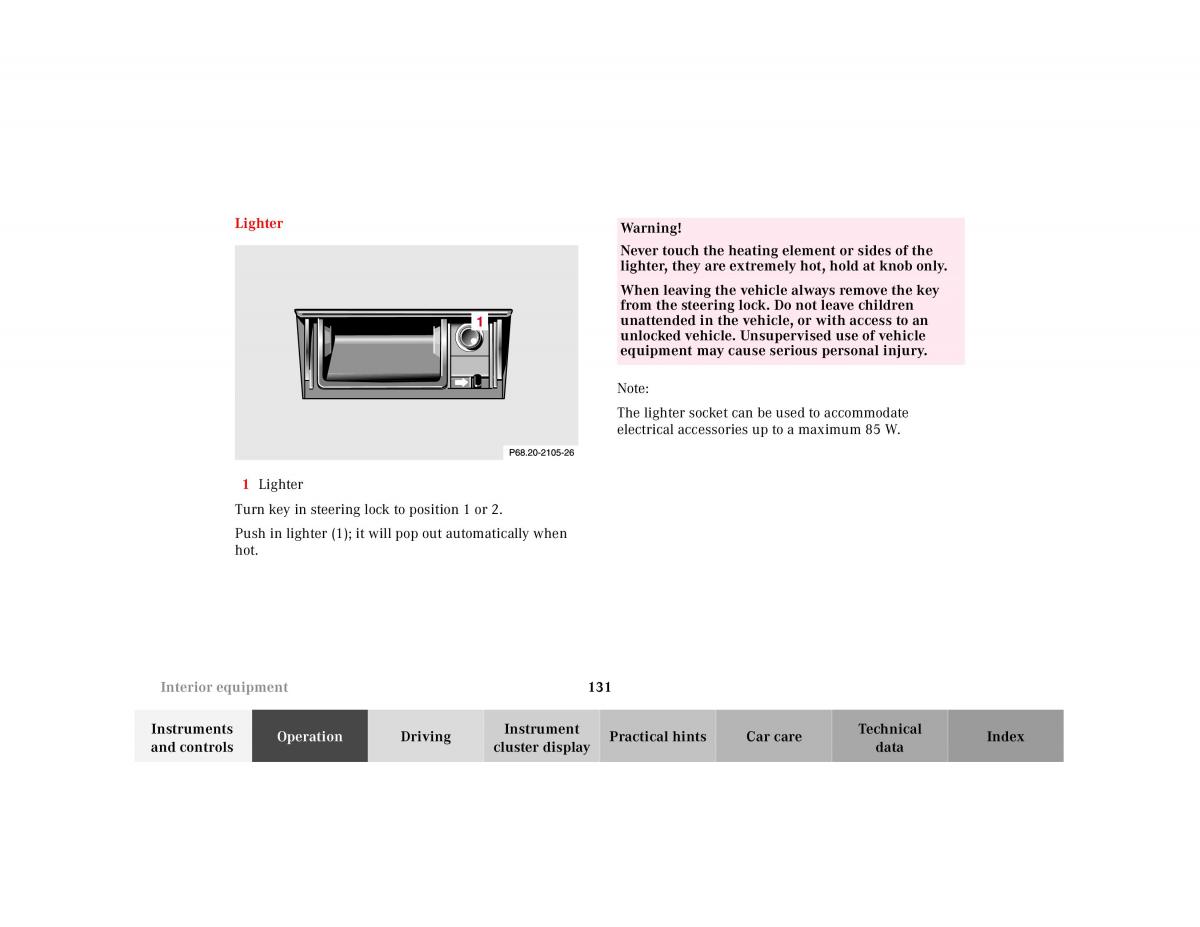 Mercedes Benz SL R129 owners manual / page 135