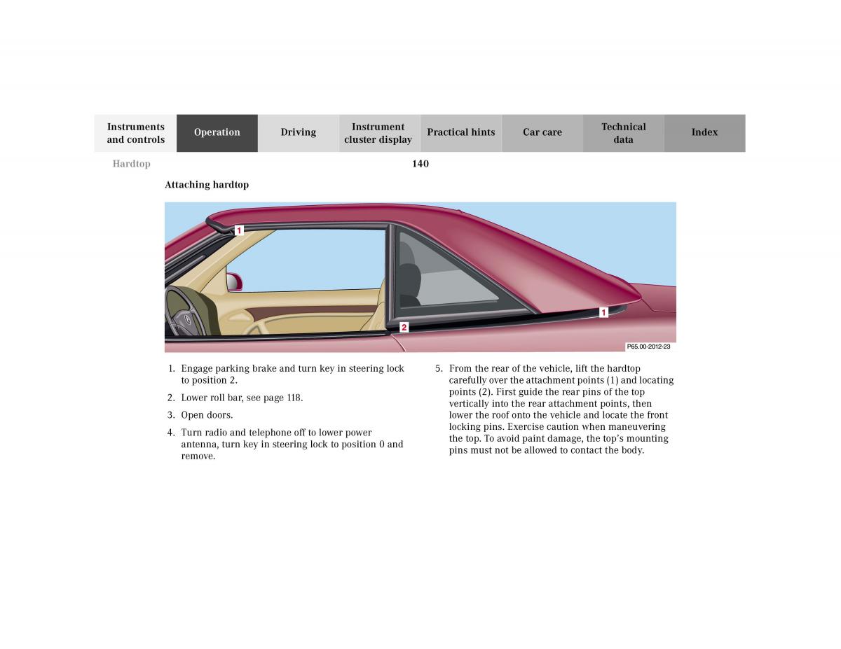 Mercedes Benz SL R129 owners manual / page 144