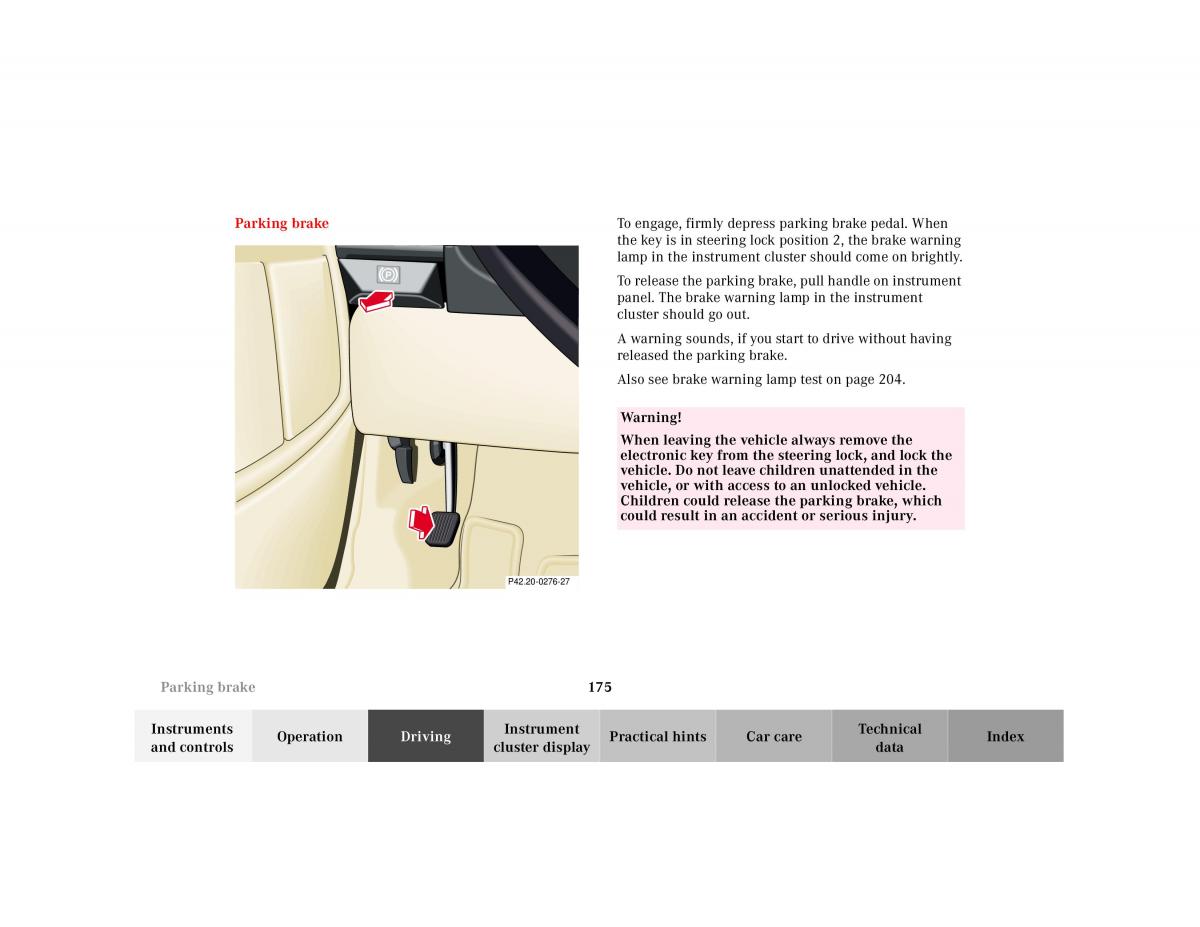 Mercedes Benz SL R129 owners manual / page 179