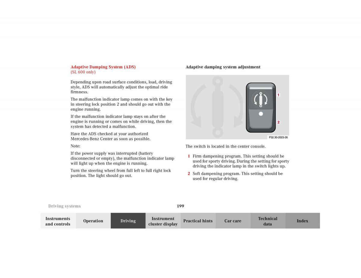 Mercedes Benz SL R129 owners manual / page 203