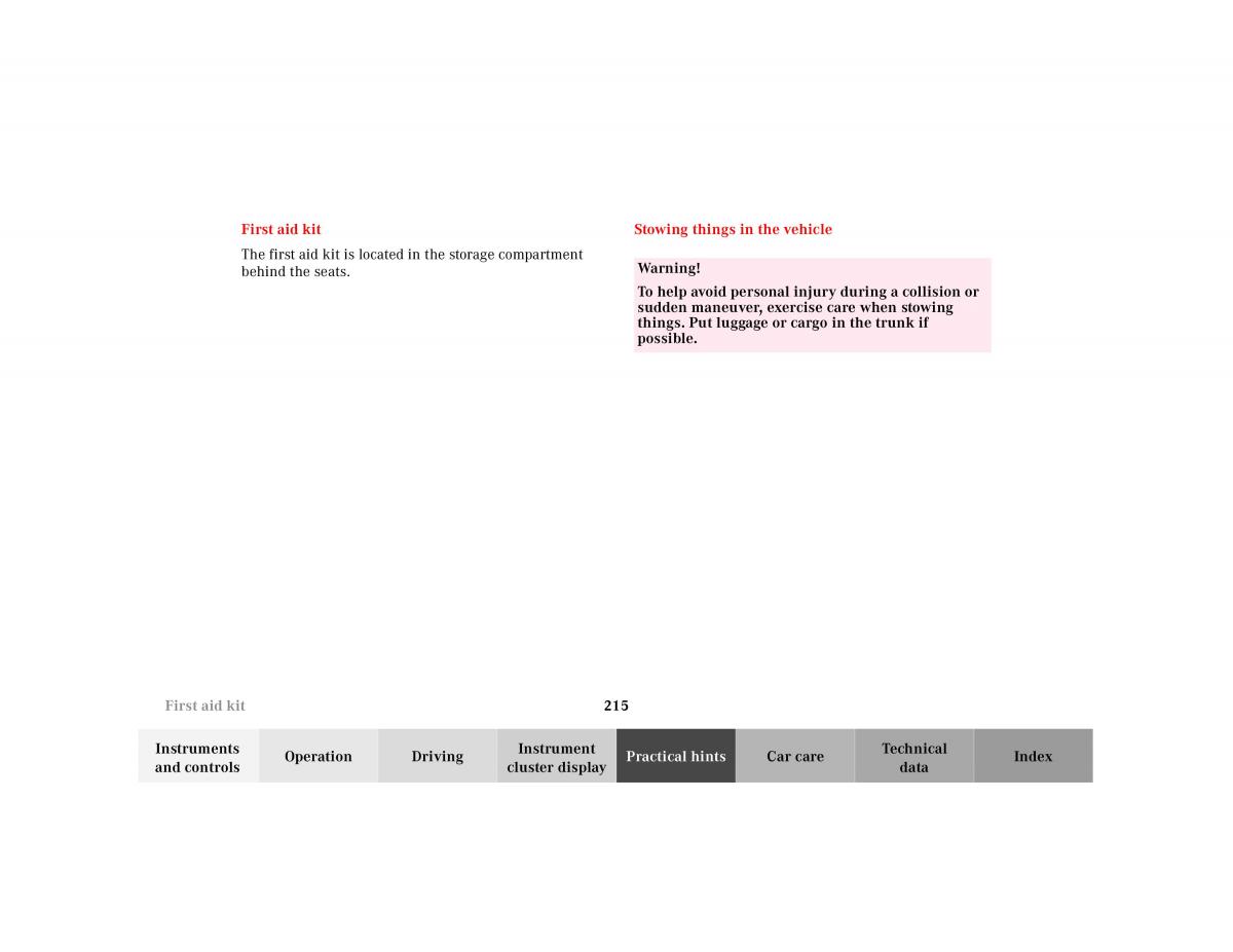 Mercedes Benz SL R129 owners manual / page 219