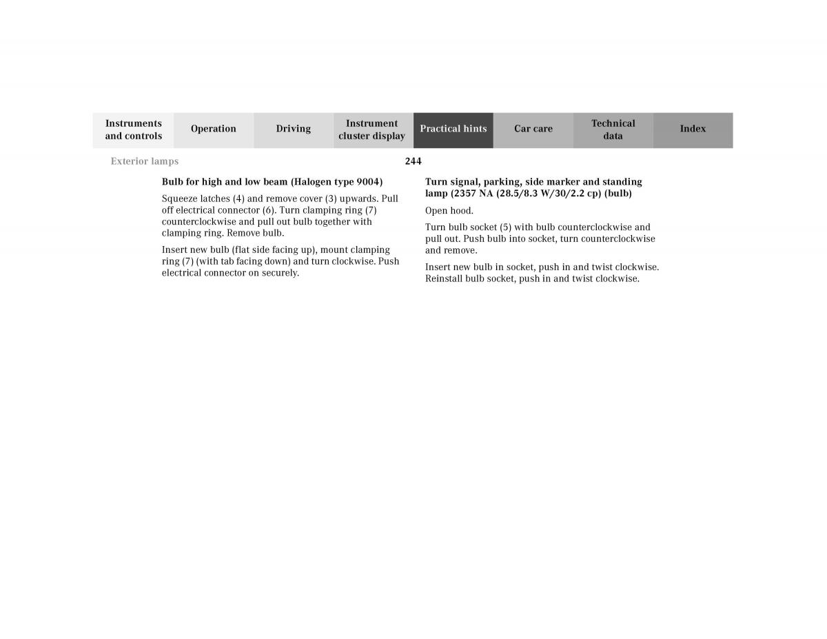 Mercedes Benz SL R129 owners manual / page 248