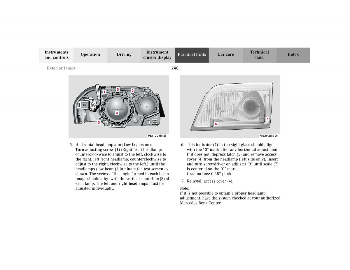 Mercedes Benz SL R129 owners manual / page 252