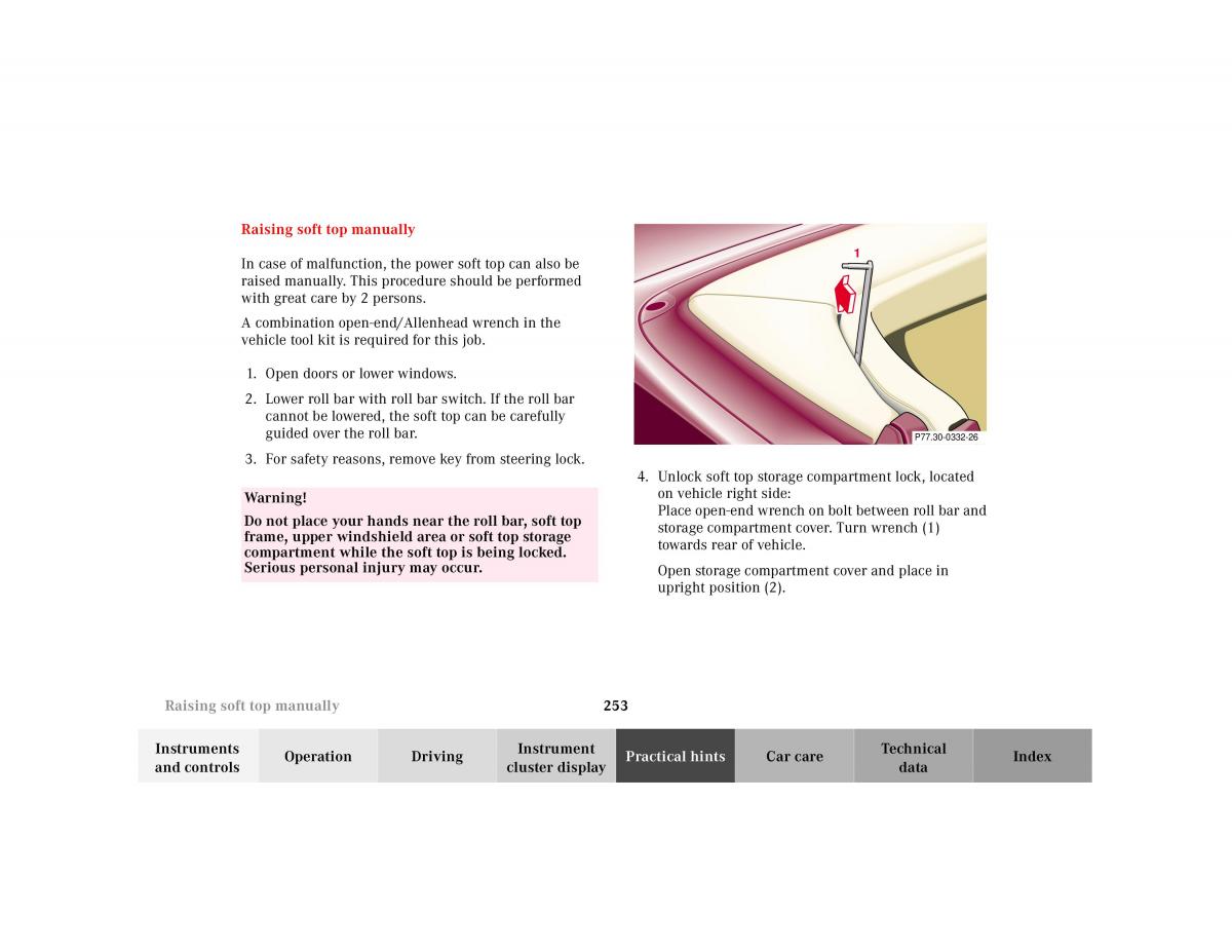 Mercedes Benz SL R129 owners manual / page 257