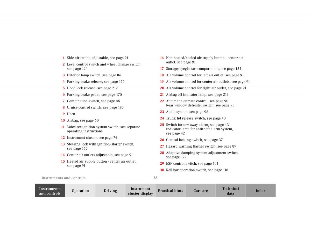 Mercedes Benz SL R129 owners manual / page 26