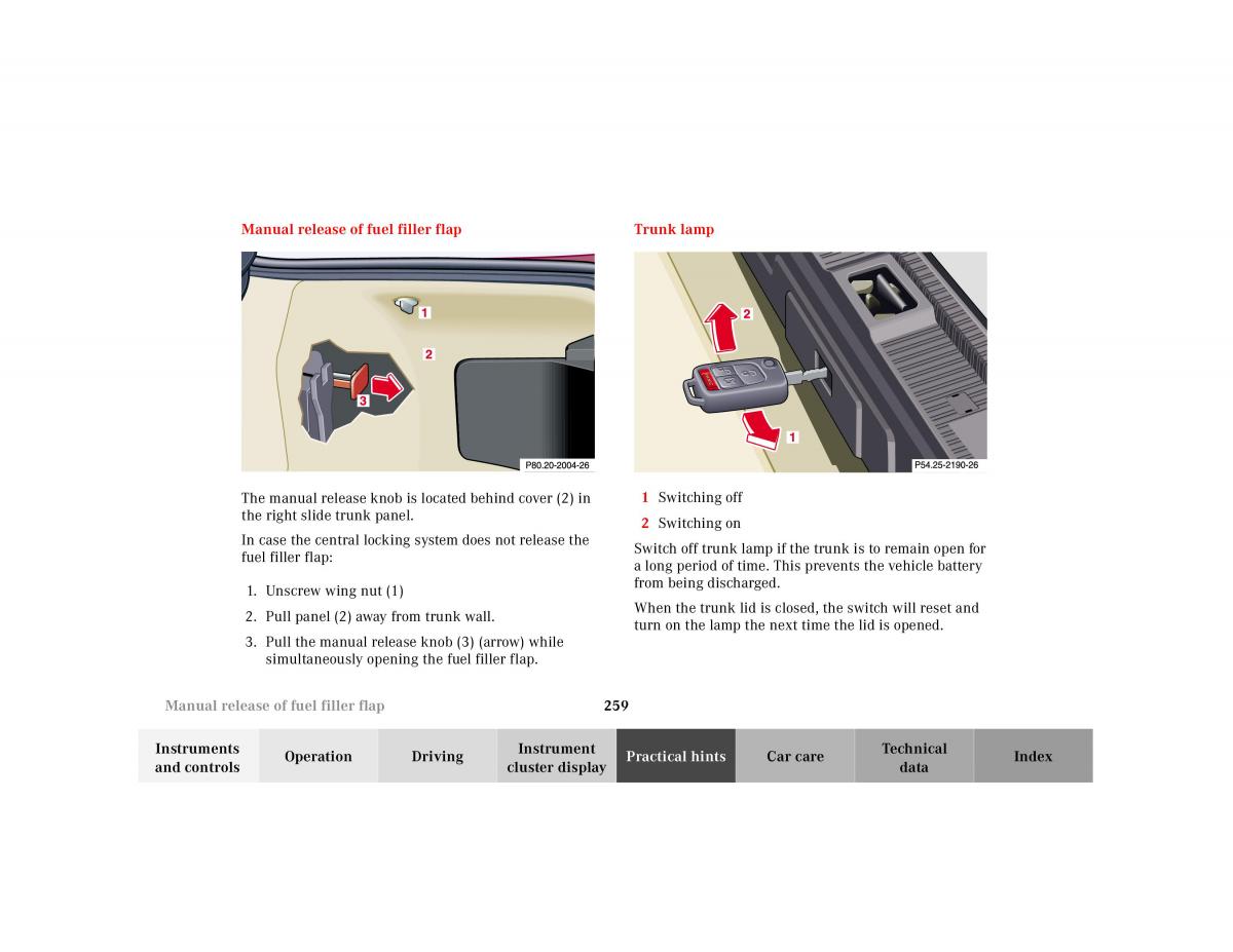 Mercedes Benz SL R129 owners manual / page 263