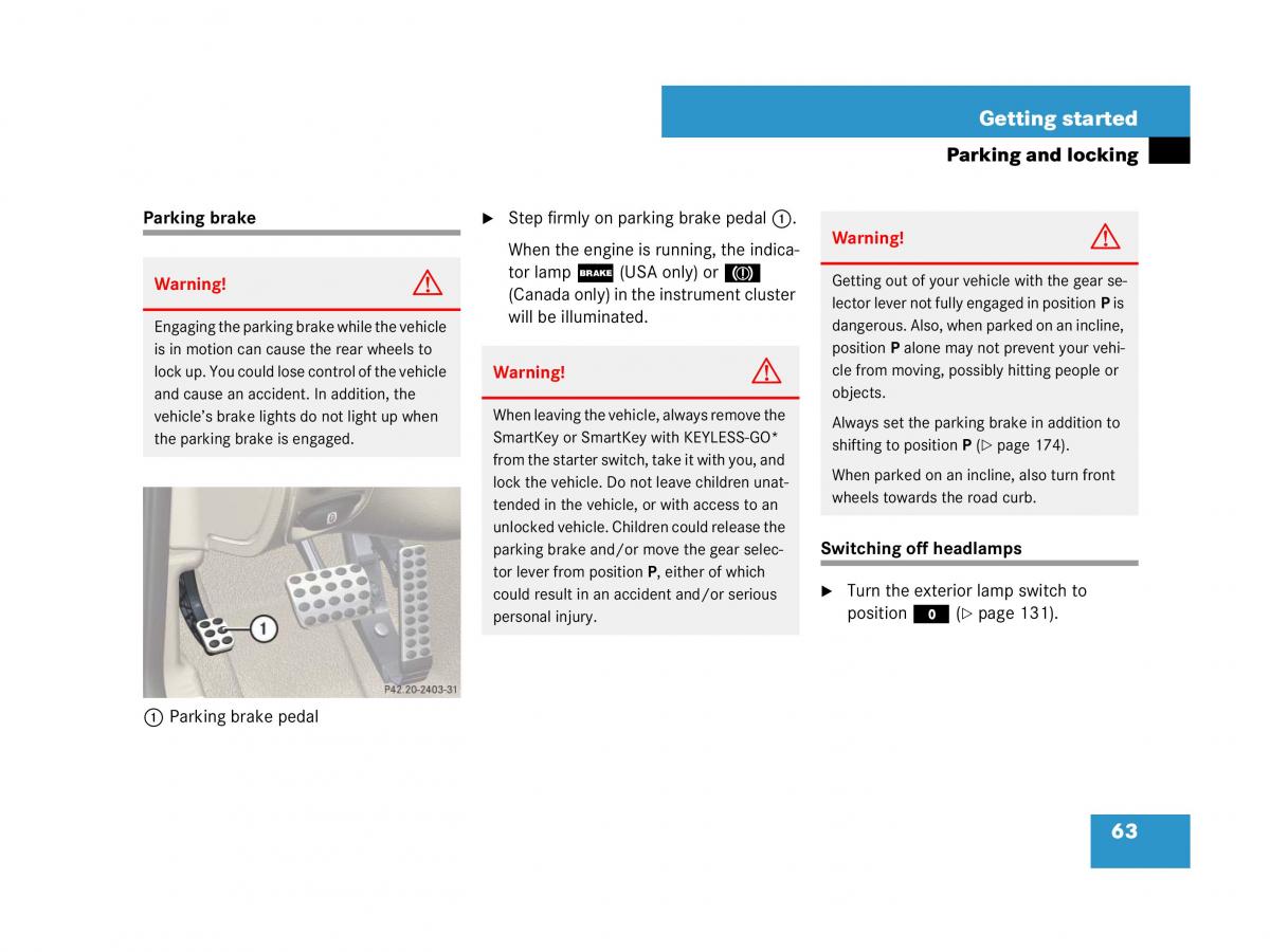 Mercedes Benz SL R230 owners manual / page 63