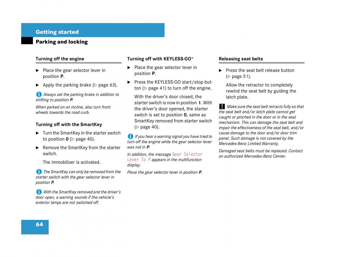 Mercedes Benz SL R230 owners manual / page 64