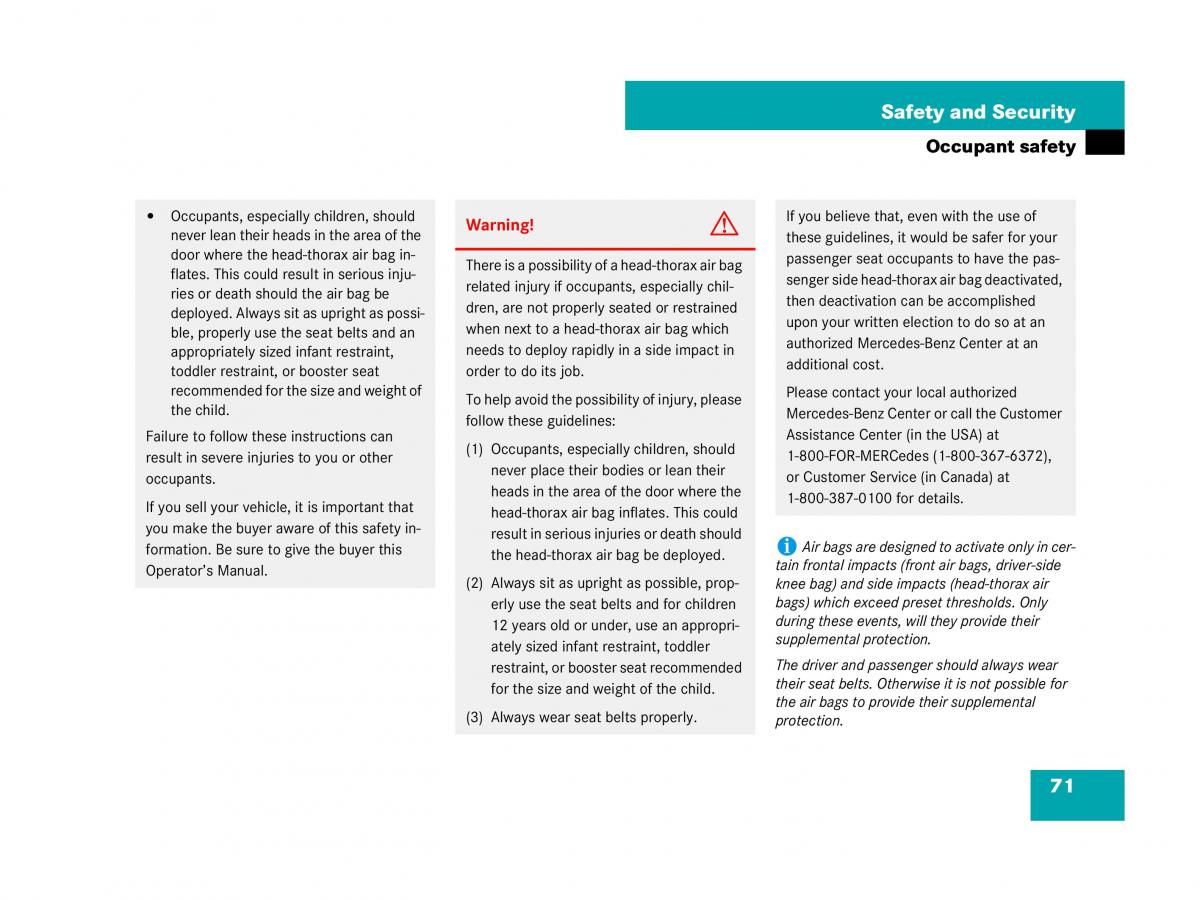 Mercedes Benz SL R230 owners manual / page 71