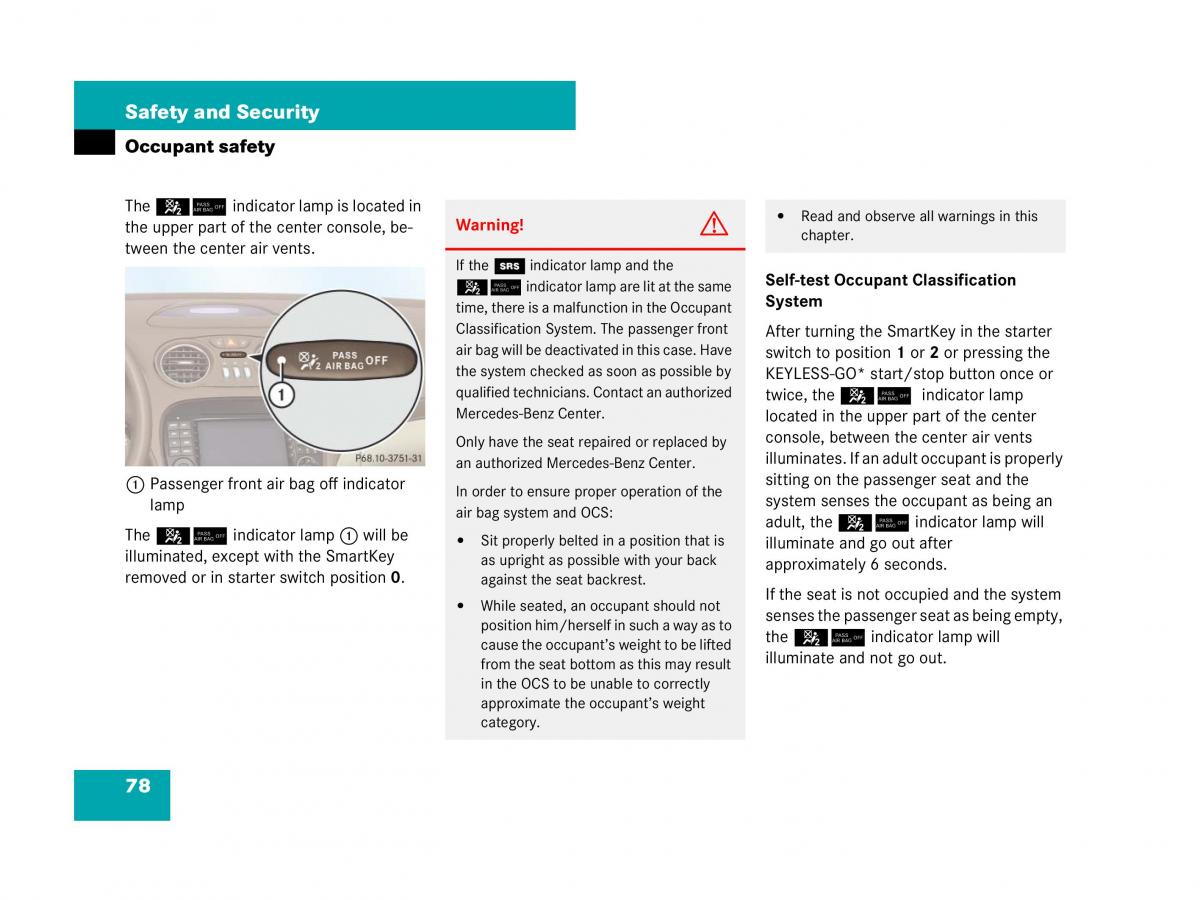 Mercedes Benz SL R230 owners manual / page 78