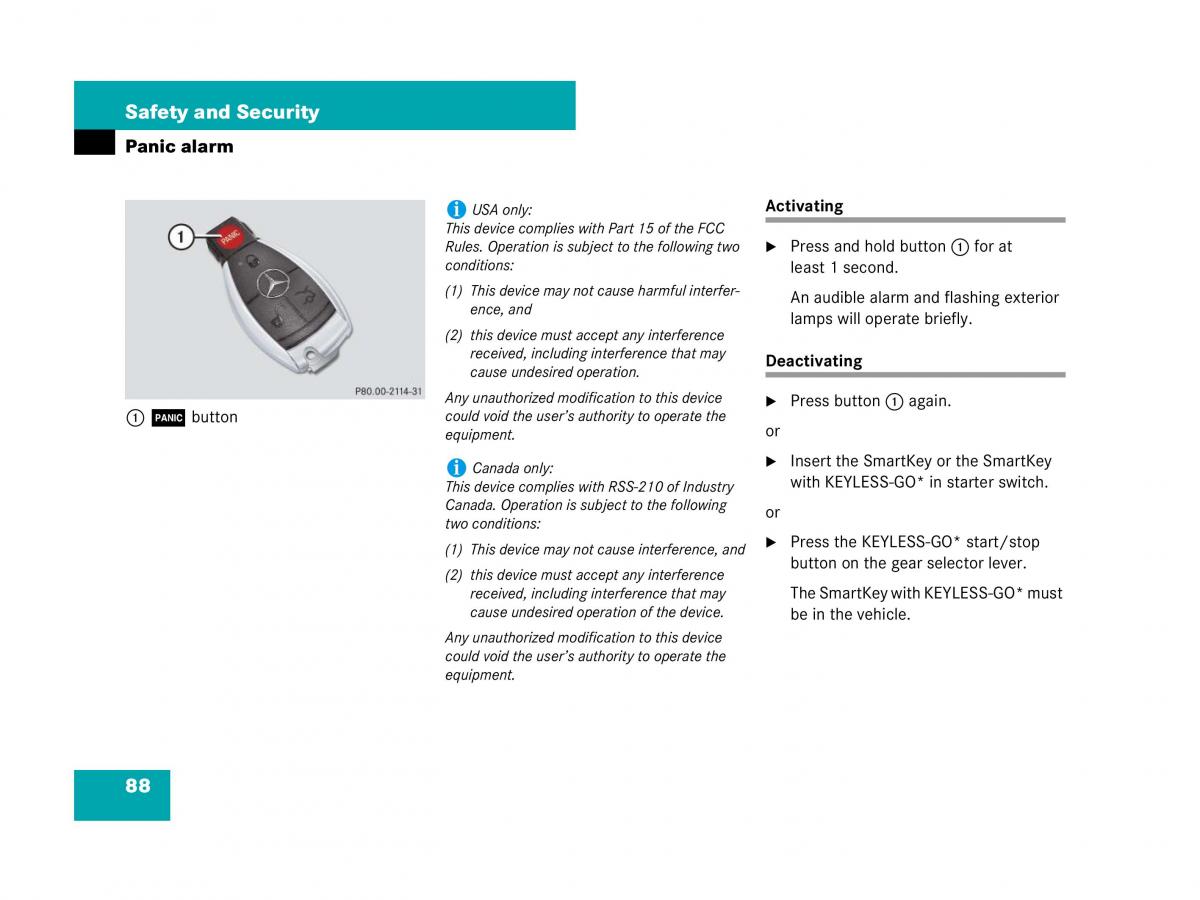 Mercedes Benz SL R230 owners manual / page 89