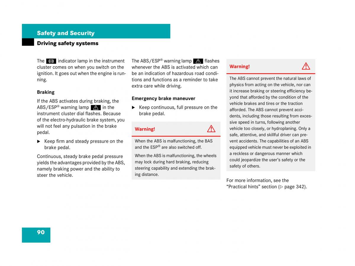 Mercedes Benz SL R230 owners manual / page 91