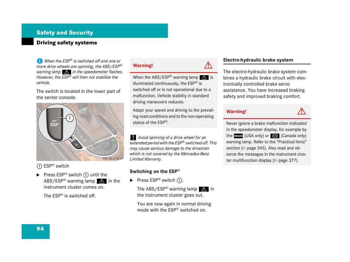 Mercedes Benz SL R230 owners manual / page 95