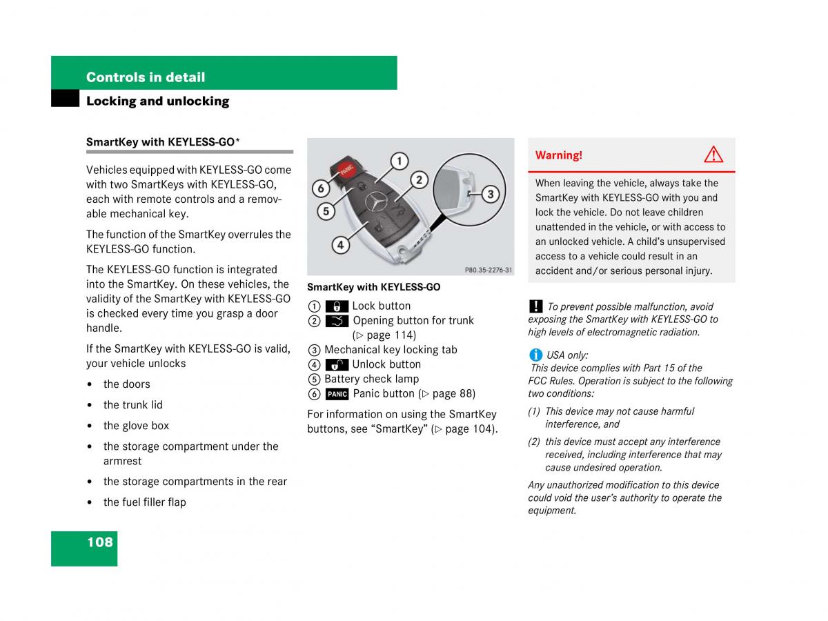 Mercedes Benz SL R230 owners manual / page 109