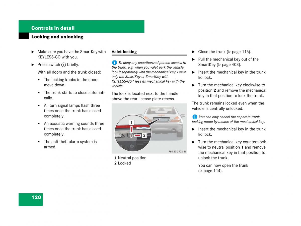 Mercedes Benz SL R230 owners manual / page 121