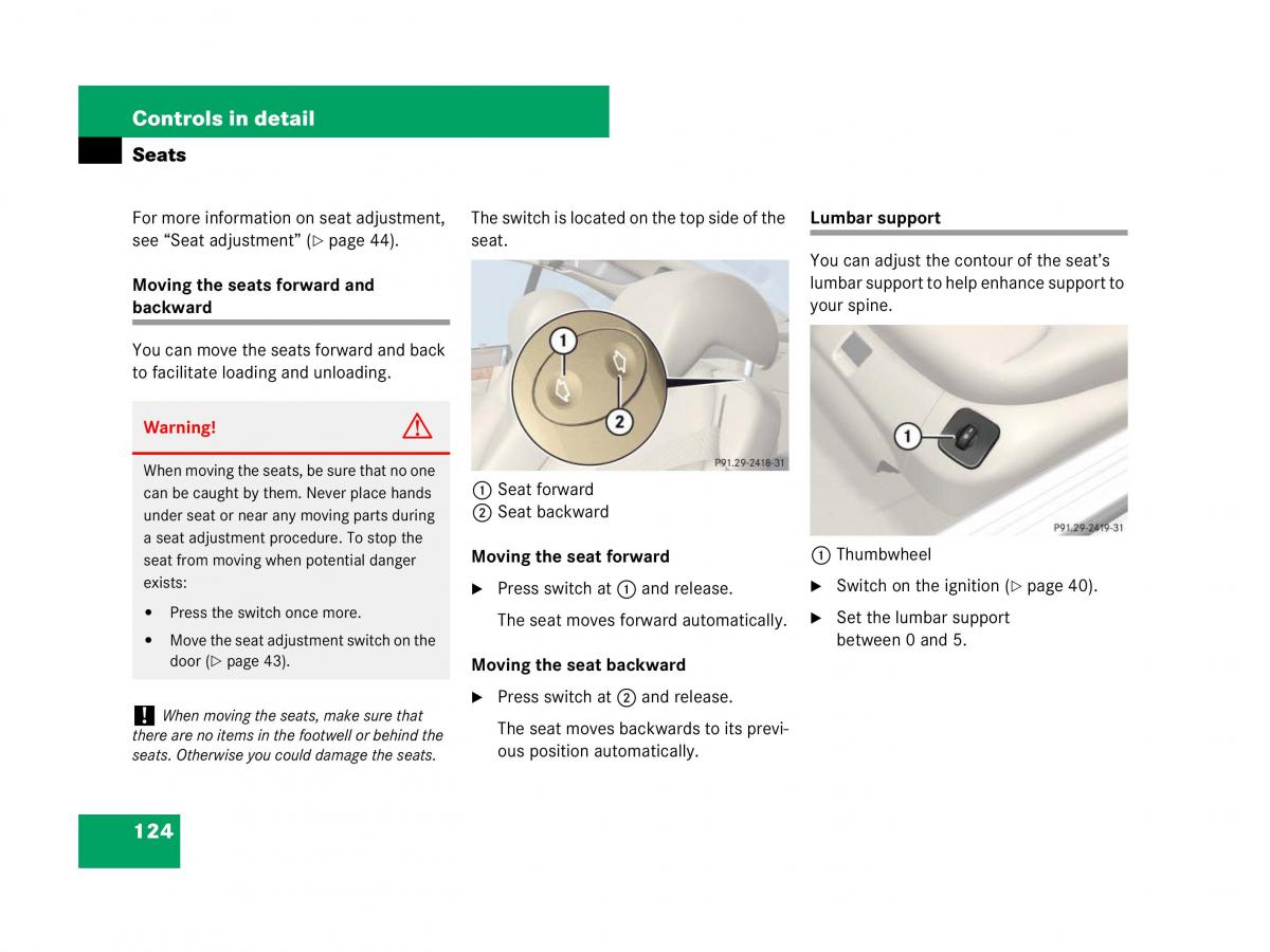 Mercedes Benz SL R230 owners manual / page 125