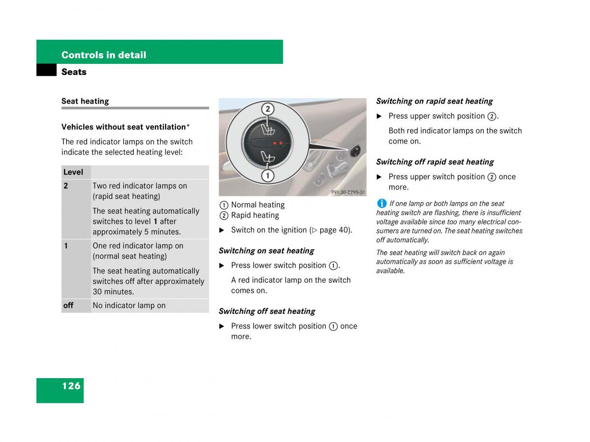 Mercedes Benz SL R230 owners manual / page 127