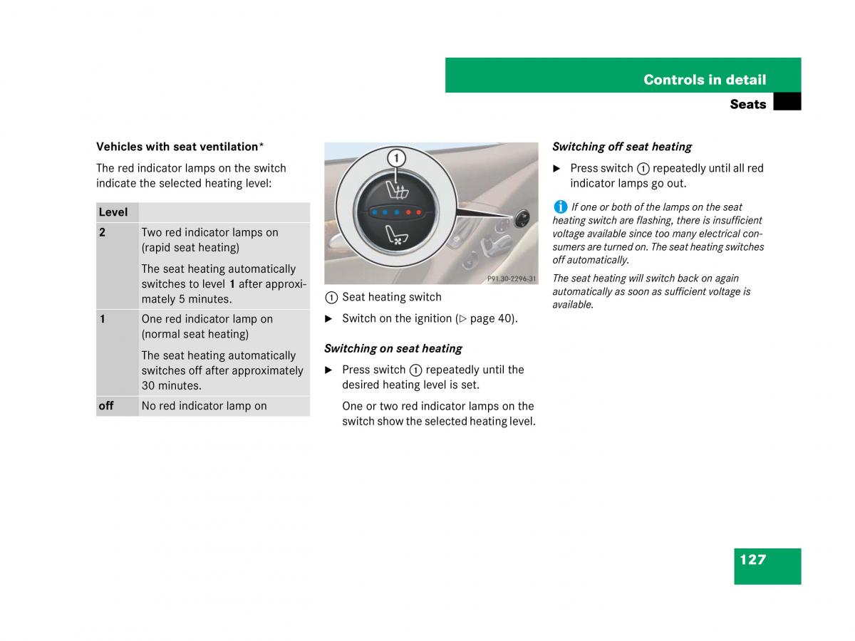 Mercedes Benz SL R230 owners manual / page 128