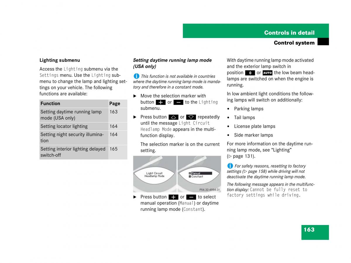 Mercedes Benz SL R230 owners manual / page 164