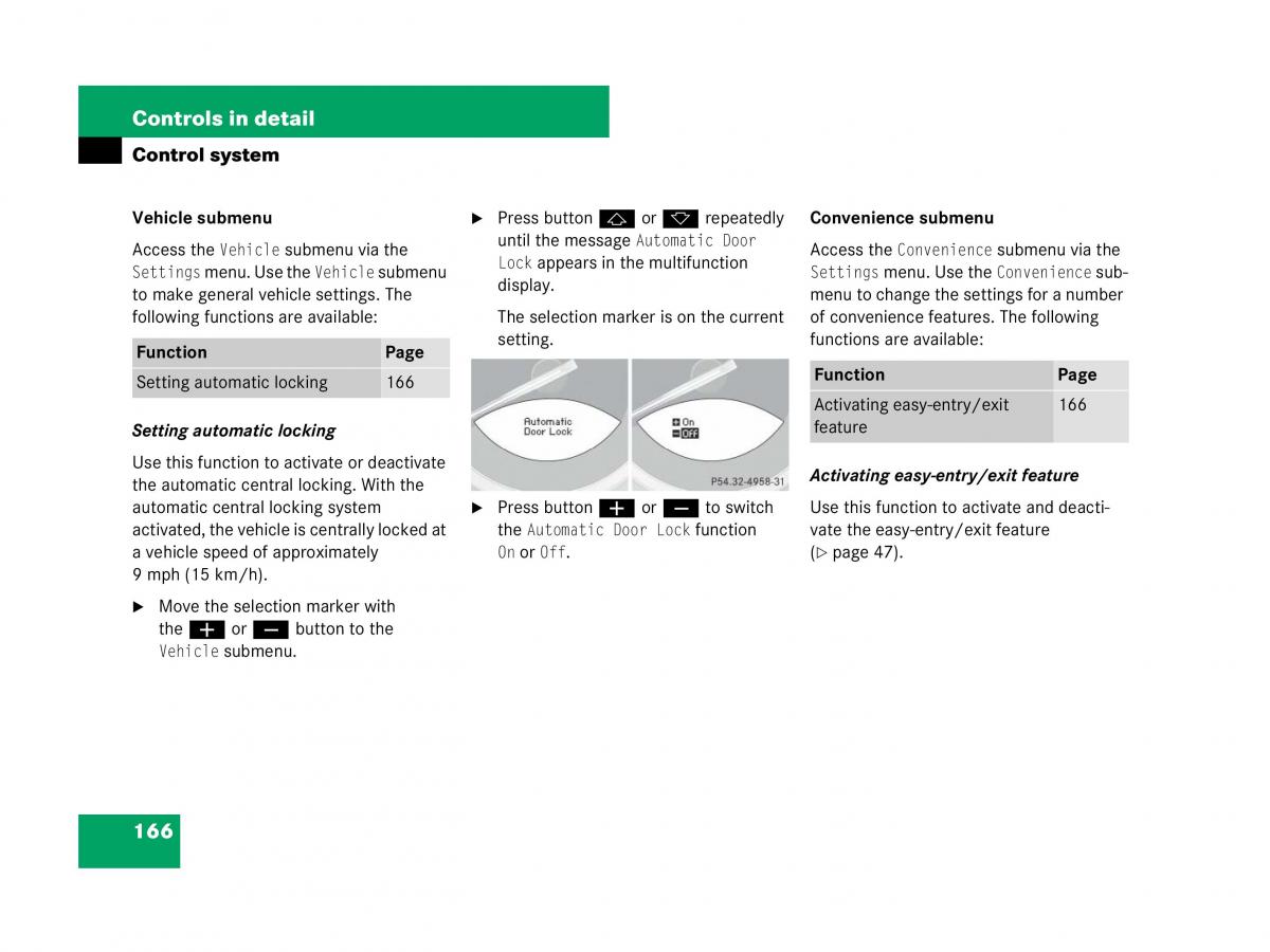 Mercedes Benz SL R230 owners manual / page 167