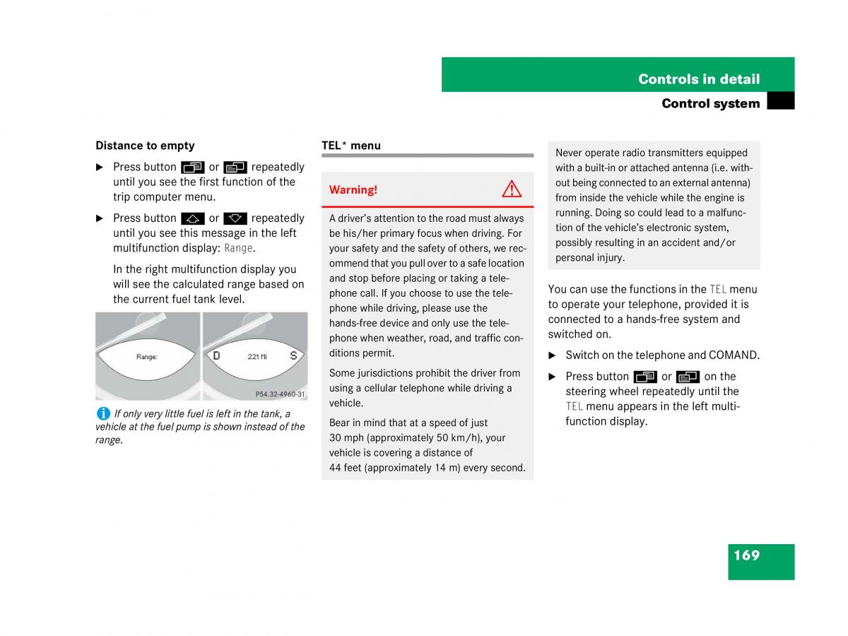 Mercedes Benz SL R230 owners manual / page 170