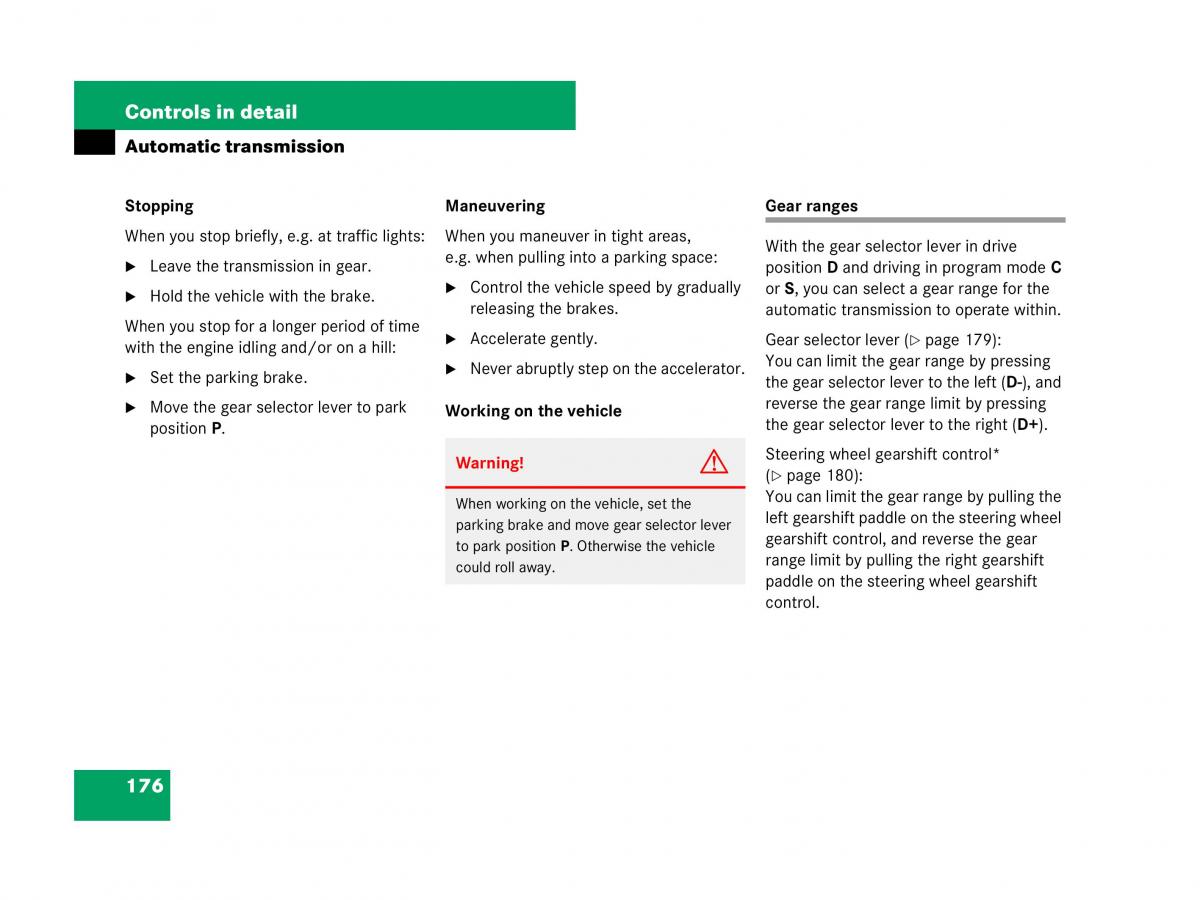 Mercedes Benz SL R230 owners manual / page 177